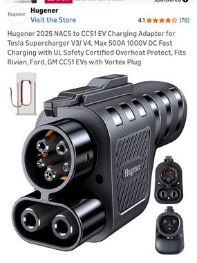 CCS1 to Tesla DC Supercharger Adapter Plug - Black